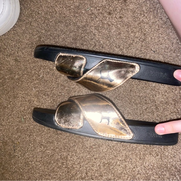 Rose Gold & Black PINK Slippers/Slides - Picture 3 of 5